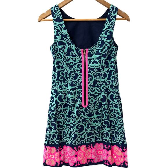 Lilly Pulitzer Delia Shift Dress Fountain Hopping Engineered Floral Size 00 - Picture 5 of 11